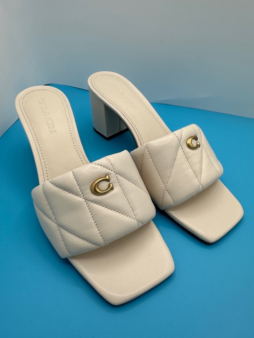 NEW! Coach - Holly Leather Slide Block Heels Womens Size 8.5B Brand new in box!
